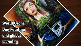poster making  on impact of global warming//ozone layer depletion painting/save environment painting