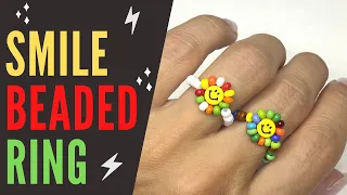 Easy Beaded Ring Tutorial - Smiley Beaded Ring