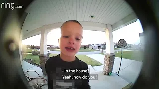 Boy uses Ring Doorbell to call dad