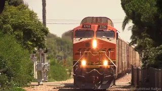 Trains on the San Diego Sub - at Carlsbad and Encinitias