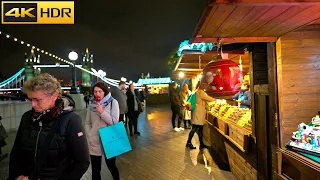 🎄London Tower Bridge Christmas Decorations 2021🎆Night Walking tour of Christmas Market [4K HDR]