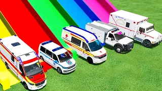 TRANSPORTING ALL AMBULANCE EMERGENCY CARS WITH MAN TRUCKS ! Farming Simulator 22