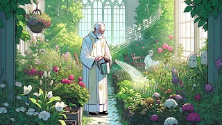 Garden Serenade: Lofi, Gregorian Chants, and the Elderly Priest's Morning in the Church Garden