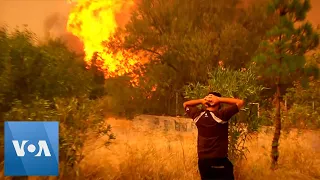 Firefighters, Volunteers Battle Greece Wildfires