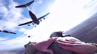 Paratroopers Jump From C-17 Globemaster III Planes