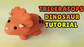 🔴MAKING MINIATURE TRICERATOPS DINOSAUR - Easy Polymer Clay, Fondant cake DIY