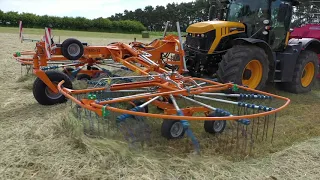 Abimac UK Front rake on a JCB 4220 and MF Baler