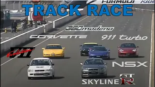 [ENG CC] Track Race #7 | 360 Modena vs 911 Turbo vs Corvette Z51 vs GT-R vs NSX vs EVO 7