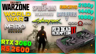 RTX 3060 12GB в 4k | 1440 | 1080 Тест в играх, r5 2600 16gb, RTX+DLSS, Spider Man,Warzone,WW3,FC6...