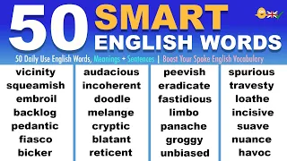 50 Smart Daily Use English Words, Meanings + Sentences | Boost Your Spoken English Vocabulary