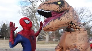 Dinosaur T Rex vs Spiderman in Real Life | Spiderman Superheros Videos Part 17