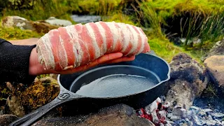 My Favorite Food, Bread with Meat and Cheese, a Quick and Simple Recipe for Dinner, ASMR Camping