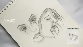 How to Draw a Sad Girl Wearing a Smiling Face Mask | Pranu's Art