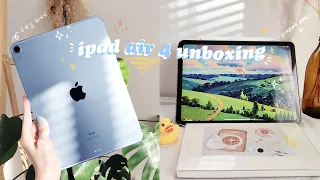 ✨ iPad Air 4 Sky Blue 2020 chill asmr unboxing + accessories 🍎 & an aEstHetiC study with me lol 📝📖