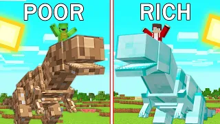 JJ and Mikey got Captured by Poor Rich Dirt and Diamond Dinosaur in Minecraft !