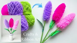 Easy Woolen Flower Making Idea - How to Make Beautiful Lavender Flower - Amazing Woolen Crafts