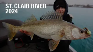 Winter Walleye Fishing on the St. Clair River 2024 #walleyefishing #winterwalleye