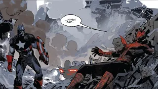Captain America comforts a Dying Spiderman