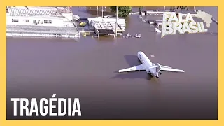 Helicóptero da RECORD flagra aeroporto de Porto Alegre completamente alagado