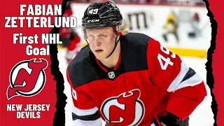 Fabian Zetterlund #49 (New Jersey Devils) first NHL goal Apr 12, 2022