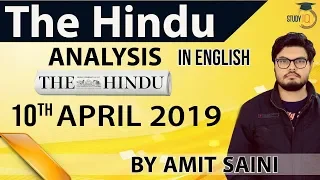 English 10 April 2019 - The Hindu Editorial News Paper Analysis [UPSC/SSC/IBPS] Current Affairs