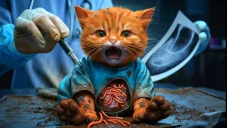 Cat's Stomach is Full of worms  🙀😿😍 | Poor Cat Story #cat #cute #ai #kitten #catlover  #cutecat