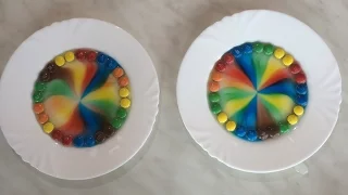 M&M's and water experiment  КАК СДЕЛАТЬ РАДУГУ ИЗ M&M!Rainbow with M&M's