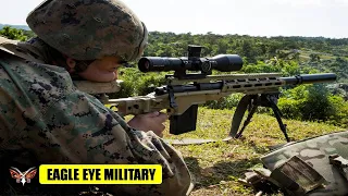 U.S. Marine Defense Force Soldiers Use M2010 Sniper Riffle for Weapons Systems