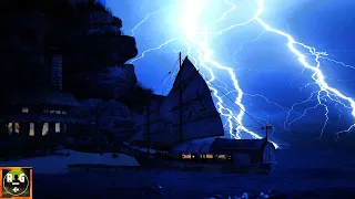 Heavy Ocean Thunderstorm (NO RAIN) with Sound of Waves, Lightning & Thunder for Sleep, Study, Relax