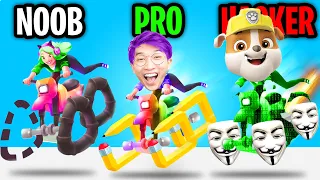 Can We Go NOOB vs PRO vs HACKER In SCRIBBLE RIDER!? (UNLOCKED BEST WHEELS!!)