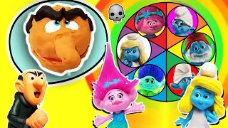 Trolls & Smurfs Spin The Wheel Game w PlayDoh Drill N Fill Gargamel, Poppy, Smurfette & Brainy Toys!