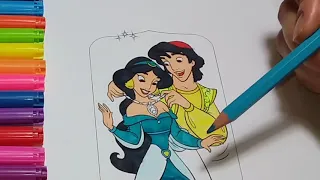 Coloring Jasmine  Aladdin Disney  Princess Coloring Pages For Kids