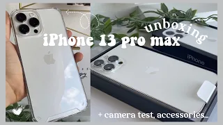 iphone 13 pro max silver ☁️ | unboxing aesthetic & asmr | accesories + camera test 🤍