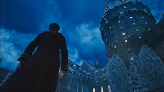 Hogwarts Legacy Relaxing Night Walk during Christmas season ASMR 4K 🎄