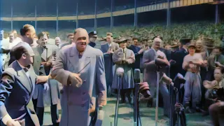 [4k 60fps Colorized] April 27, 1947: Babe Ruth Day at Yankee Stadium
