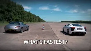 Lexus LFA vs Mercedes SLS supercar drag race - teaser by www.autocar.co.uk