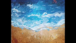 How to create an acrylic painting of ocean | Как нарисовать море, волны, песок акриловыми красками