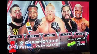 Kevin Owens vs Seth Rollins vs Bobby Lashley vs Brock Lesnar vs Big E WWE Day 1