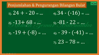 PENJUMLAHAN dan PENGURANGAN BILANGAN BULAT #bilanganbulat #bilanganbulatnegatif