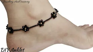 Anklet Making 3 || Easy Anket Making At Home || Ghar Par Payal kaise bnaye || Beaded Anklet