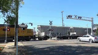 UPY 617 Florin Flyer Local & SacRT Light Rails - Olson Dr. Railroad Crossing Rancho Cordova CA