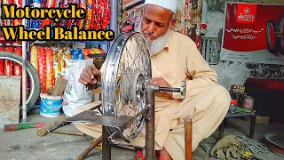 80 Year Old Skillfull Man How Balancing Motorcycle Wheel ||  Wheel Spokes Fitting