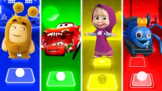 Oddbods Vs Lightning Mcqueen Eater Vs Masha and the Bear Vs Rainbow Choo Choo Charles Blue