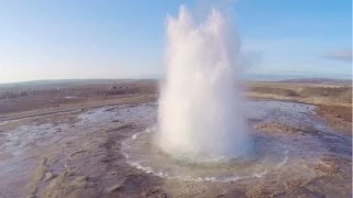 Aerial Iceland - The Great Geysir and Strokkur geysers, Golden Circle Route (DJI Phantom 2)
