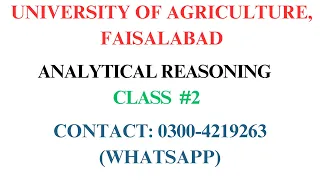 UAF MPhil & PhD Test Preparation Class 2 | UAF Postgraduate Admissions  | Analytical reasoning