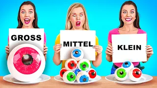 GROß VS MITTEL VS KLEIN SÜßIGKEITEN || 1000 Schichten-Food Challenge von 123 GO! FOOD