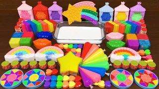 RAINBOW STAR!! Mixing Random Things into GLOSSY Slime!! Satisfying RAINBOW Video #62