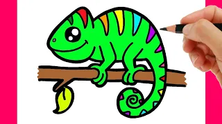 HOW TO DRAW A CHAMELEON EASY STEP BY STEP - HOW TO DRAW A CHAMELEON KAWAII