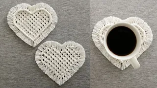 DIY POSAVASOS ☕️ CORAZON ️❤ en MACRAME (paso a paso) | DIY Macrame Heart Coasters Tutorial