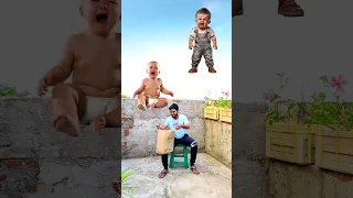 Flying Crying babies catching vs frog vs monkey & elephant - Funny vfx magic 😄